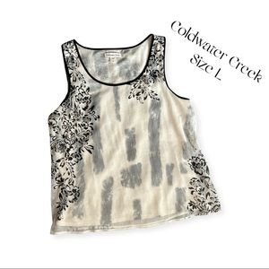Coldwater Creek Black & White Floral Tank Blouse